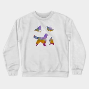 English Springer Spaniel Art, Dog Art With Butterflies Crewneck Sweatshirt